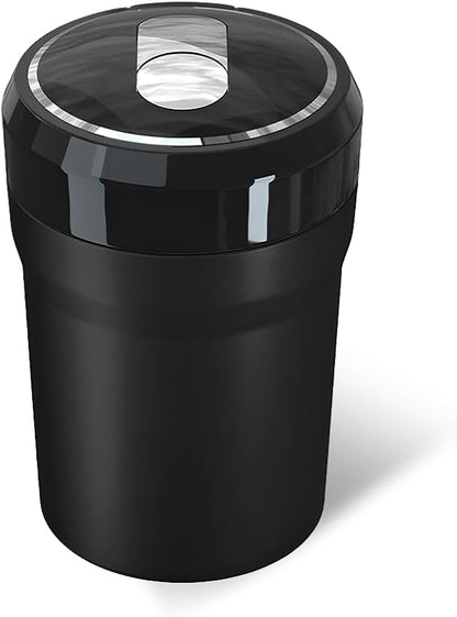 Car Ashtray with Lid, Smell Proof Portable Cup Holder Ash Tray with LED Light, Detachable Mini Stainless Steel Ashtray for Vehicle Home Office Travel, Car Accessories (Large, Black)